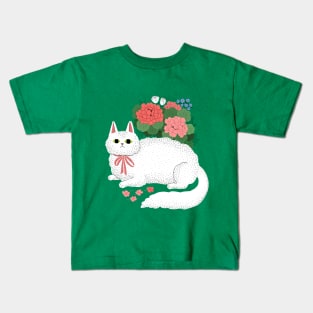 Fancy White Cat Kids T-Shirt